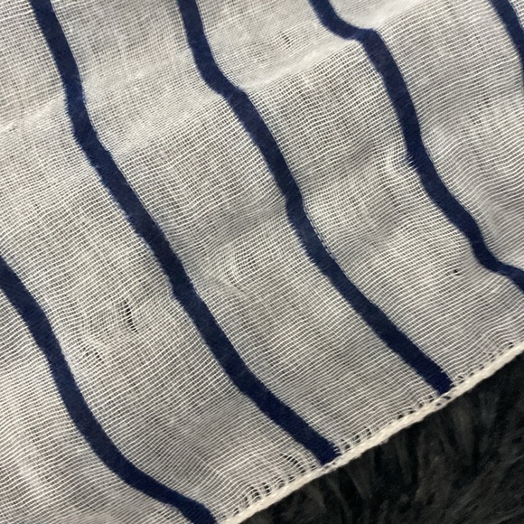Sheer white and navy striped scarf - Picture 8 of 17
